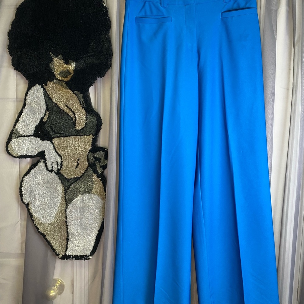 New York & Company Blue Wide Leg Trouser Pants High Rise